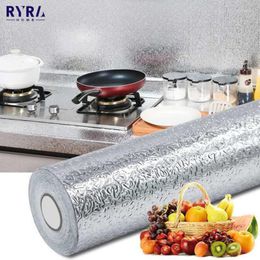 Wallpapers Kitchen Oil-proof Self Adhesive Stickers Stove Anti-fouling High-temperature Aluminum Foil Wallpaper Cabinet Film Contact Paper