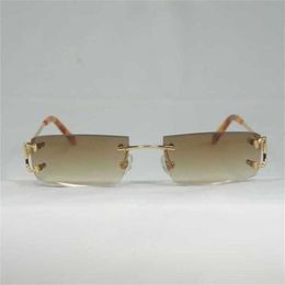 Luxury Designer High Quality Sunglasses 20% Off Vintage Small Lens Wire Rimless Square Women for Outdoor Club Clear Frame Oculos ShadesKajia