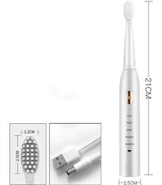 Ultrasonic Sonic Electric Toothbrush USB Rechargeable Tooth Brushes 2 Minutes Timer Teeth Brush With 4Pcs Replacement Head DHL Fast