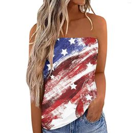 Women's Tanks Womens Top Athletic Women National Flag Printing Strapless Bandeau Tank Casual Sleeveless Summer Camisole With Lace Trim