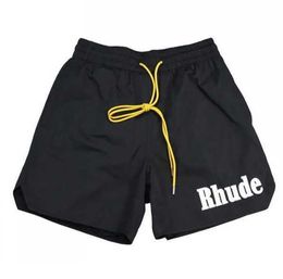 2023 New Fashion Brand Rhude Men's and Women's Shorts Version Mclaren Summer High Street Drawstring Fog Capris Loose American 11