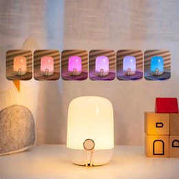 Night Lights Colourful Portable Lantern Night Light USB Rechargeable Stepless Dimming Desk Lamp 0.5W Night Lamp With Rope For Feeding Sleeping P230325