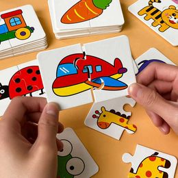 32Pcs Montessori Toddler Card Matching Game Early Education Puzzle Cartoon Jigsaw Intelligence toys Colour Shape Cognitive Training Gift