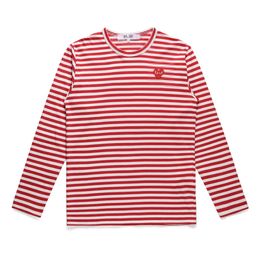 Designer TEE Men's T-shirts CDG Com Des Garcons PLAY Red Heart T-shirt Striped Red/White Long Sleeve XL Womens Tee