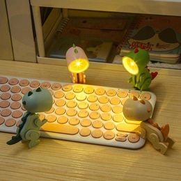 Night Lights LED Night Light Foldable Battery Powered Soft Lighting Energy-saving Decorative DIY Cute Cartoon Dinosaur Desk Lamp Ornament P230325