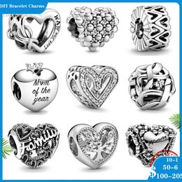 925 siver beads charms for pandora charm bracelets designer for women Infinity Love Mum Year Heart Charm