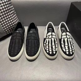 23S/S Top Design Casual Shoes Slip-on Men Skeleton Sneaker Man Suede Leathers Flat Skate Skeleton Shoes Trend Loafers 38-45