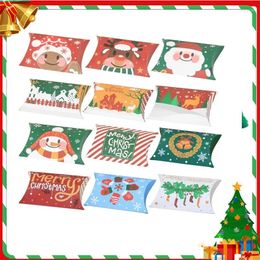 Gift Wrap 20/10pcs Christmas Pillow Shape Candy Box Merry Kraft Paper Packging Kids Favors Happy Year 2023
