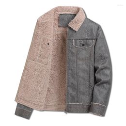 Men's Jackets 2023 Winter Thicke Warm PU Leather Jacket Fleece Lined Lamb Fur Collar Coat Motorcycle Outerwear For Male
