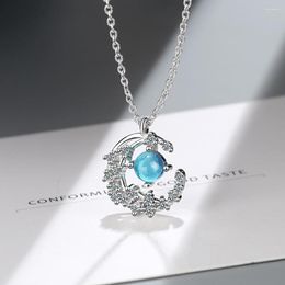 Pendant Necklaces Arrival Creative Fashion Moon Zircon Necklace Jewellery Blue Crystal For Lady