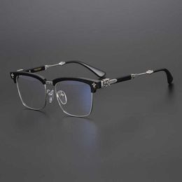 Luxury Designer High Quality Sunglasses 20% Off Japanese single-handed sword cross half- male plate glasses frame myopia female