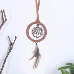 Tree of Life Dream Catcher Decorative Objects Mini Car Pendant Brown Feather Pendant 1224203