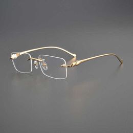 Designer Men's and Women's Beach Couple Sunglasses 20% Off Series Fashion Borderless Myopia Lens Frame Pure Titanium Business Eye