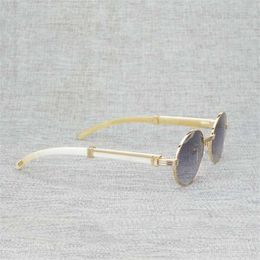 20% off for 2023 luxury designer sunglasses Natural Wood Men Round Black White Buffalo Horn Clear Glasses Metal Frame Oculos Wooden Shades for Summer Accessories