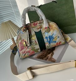 Women's shoulder bag High quality brand floral handbag Printed process size 32cm