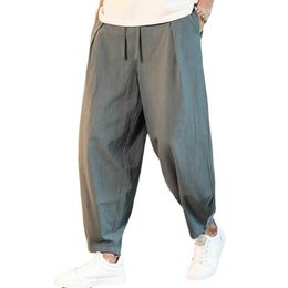 Men's Pants Cotton and Linen Loose Men's Pants Male Summer New Breathable Solid Colour Linen Trousers Fitness Streetwear W0325