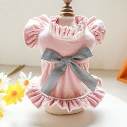 Dog Apparel Style Pet Cat Dress Shirt Princess Temperament Big Bow Design Skirt Spring/autumn And Clothes 4 Colors 5 Yards