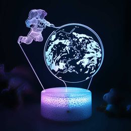 Night Lights Dual Colors LED Night Light Anime Astronaut for Kids Birthday Gift Light Two Tone Colorful Bedroom Decor Remote 3D Desk Lamp P230325