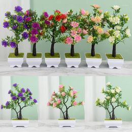 Decorative Flowers Artificial Plants Bonsai Small Tree Pot Fake Plant Potted Ornaments Home Room Garden Arrangement Office El Decoration