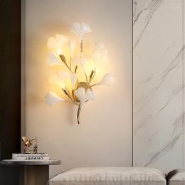Wall Lamp Bedroom Modern Light Luxury Creative Ginkgo Leaf Corridor Art Living Room Background Decoration Bedside