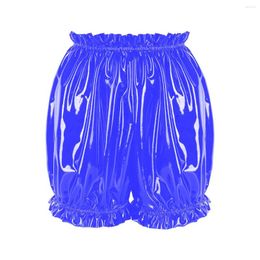 Women's Shorts Fashion Ladies Shiny PVC Leather Ruffled Hem Boxer Clubwear Party Cosplay Panties Booty Summer S-7XL