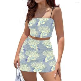 Casual Dresses Polynesian Tribal Birthday For Women 2023 Summer Custom Hawaii Hip Hop Crop Top And Sexy Short Bodycon Skirt 2 Piece Set