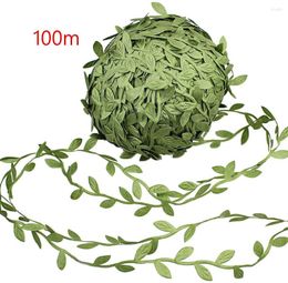 Decorative Flowers 100M Green Artificial Plants Fake For Wedding Silk Leaf Faux Vines Bathroom Diy Accessories Home Decore