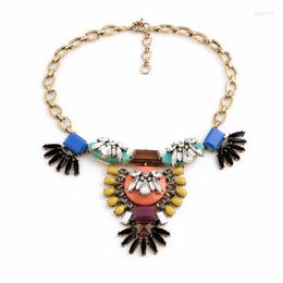 Pendant Necklaces Dress Accessory 2023 Resin Glass Zinc Alloy Women Colourful Gem Chunky Large Necklace