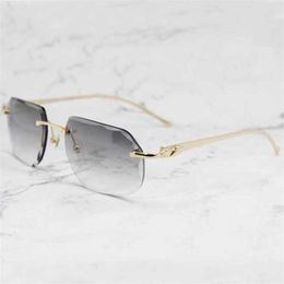 40% OFF Luxury Designer New Men's and Women's Sunglasses 20% Off Mens Rimless Panther Diamond Cut Stylish Glasses Vintage Driving Shades Gafas