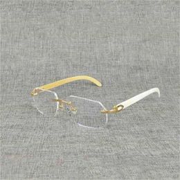 Men's Luxury Designer Women's Sunglasses Natural Wood Square Clear Buffalo Horn Oversize Rimless Eyeglasses Frame Men Reading Optical Oval Oculos