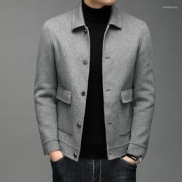 Men's Jackets 70% Wool Mens Luxury Spring Autumn Single Breasted Casual Male Outerwear Fashion Solid Color Grey Black Man Coats