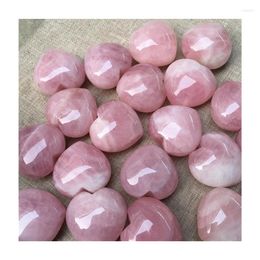 Decorative Figurines Wholesale Natural Heart Shaped Rose Quartz Crystals Healing Crafts Gemstone For Wedding Guest Gifts