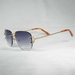 20% OFF Luxury Designer New Men's and Women's Sunglasses 20% Off Vintage Wire Rimless Men Oval Eyewear Women For Summer Metal Frame Oculos Gafas