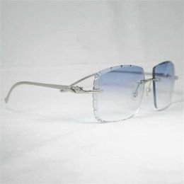 Luxury Designer High Quality Sunglasses 20% Off Vintage Diamond Cut Leopard Style Oversize Gafas Retro Shades Men Goggles for Driving Rimless EyewearKajia