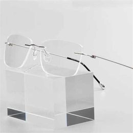 Luxury Designer Fashion Sunglasses 20% Off Custom Made Optical Prescription Photochromic Classic Large Alloy Rimless Anti-blue Myopia Short Sight GlassesKajia