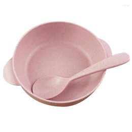 Dinnerware Sets Kapmore 1pc Candy Colours Tableware Set Bowl Creative Wheat Straw Plastic With Spoon Accessories For Home