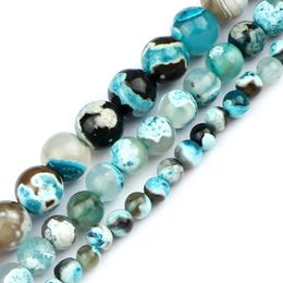 Beads Other 6 8MM Natural Stone Blue-green Dragon Veins Agate Onyx Round Loose For Jewelry Making DIY Ear Studs Bracelet AccessoriesOther