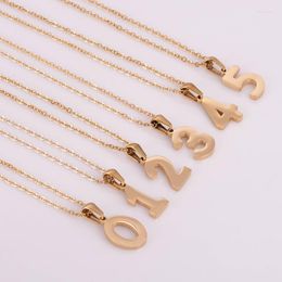 Pendant Necklaces Fashion Titanium Steel For Women Men Student Couple Gift Necklace Simple Lucky Number Gold Color 0-9 Angel