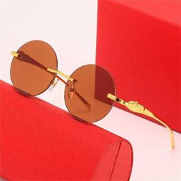 Luxury Designer High Quality Sunglasses 20% Off leopard head frameless Street Photo fashion glasses sunglassesKajia