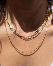 Chains Women Copper Brass Figaro Herringbone Chain Necklace