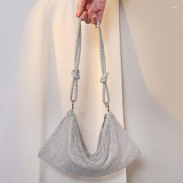 Evening Bags Diinovivo Rhinestones Clutch Bag Silver Shiny Crystal Dinner Party Wedding Purse Handbag Luxury Shoulder WHDV2061