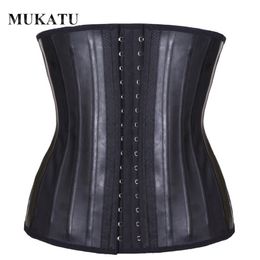 Women's Shapers MUKATU Latex Waist Trainer Corset Belly Slim Belt Body Shaper Modelling Strap 25 Steel Boned Waist Cincher Gaine Amincissante 230325