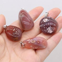 Pendant Necklaces Natural Gem Stone Cherry Blossom Agate Handmade Crafts DIY Necklace Jewellery Accessories Exquisite Gift Making For WomanPen