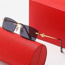 Designer Men's and Women's Beach Couple Sunglasses 20% Off Kajia frameless square C-type plate legs optical frame glassesKajia