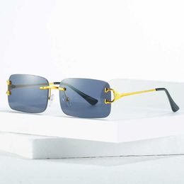 Luxury Designer High Quality Sunglasses 20% Off Fashion frameless cut edge Sun Personalised small frame ins street shot trendy sun glasses