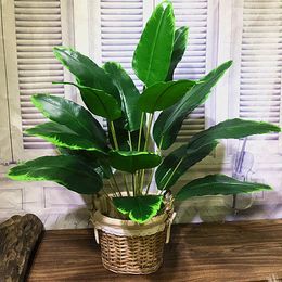 Decorative Flowers Leaf Artificial Banana Tree Large Green Simulation Plants Plastic Rare Palm Garden El Office Home Deco Accessorie & Wreat