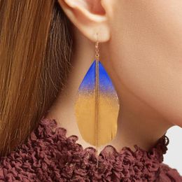 Dangle Earrings Multiple Colors Vintage Boho India Ethnic Golden Feather Drop For Women Female Wedding Jewelry Accessories