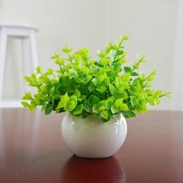 Decorative Flowers Simulation Green Plant Small Potted Home Living Room Decoration Desk Mini Fake Flower Plastic Milan