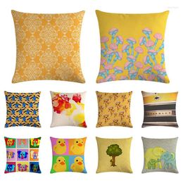 Pillow Yellow Cover Mandala Geometric Pizza Bee Live Love Laugh For Chair Home Decorative Pillows 45x45cm ZY1390