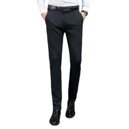 Men's Suits & Blazers 2023 High-end Casual Straight-leg All-match Pants / Business Slim Black Classic Stretch Pants/ Men Dress